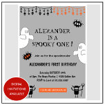 Spooktacular Spookular ein Halloween 1. Geburtstag Einladung<br><div class="desc">Spooktacular Spooky ein Halloween 1. Geburtstag Einladung in Grau : Dieses Halloween 1. Geburtstag Einladungen in Grau, Schwarz und Orange mit dem niedlichen Geist und den kleinen Monstern ist für Kinder (Baby Junge Mädchen) (z.B. Alexander ist ein spukhafter. Mit dem 19. Geburtstag von Alexander XX. Oktober XXX , der sich...</div>