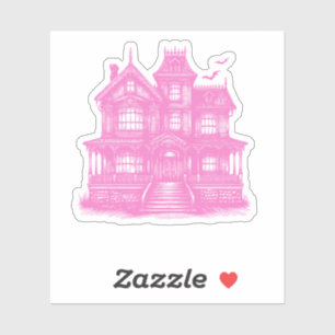 Spooktacular Spuk Pink Mansion Halloween Aufkleber