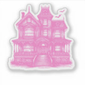 Spooktacular Spuk Pink Mansion Halloween Aufkleber (Vorderseite)