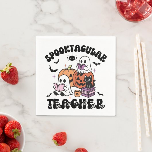 Spooktacular Teacher Ghost Halloween Serviette (Beispiel)