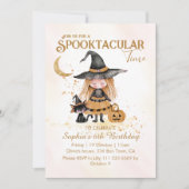 Spooktacular Time Halloween Hexenmädchen Geburtsta Einladung (Vorderseite)