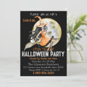 Spooktacular Vollmond und HexenHalloween Einladung (Stehend Vorderseite)