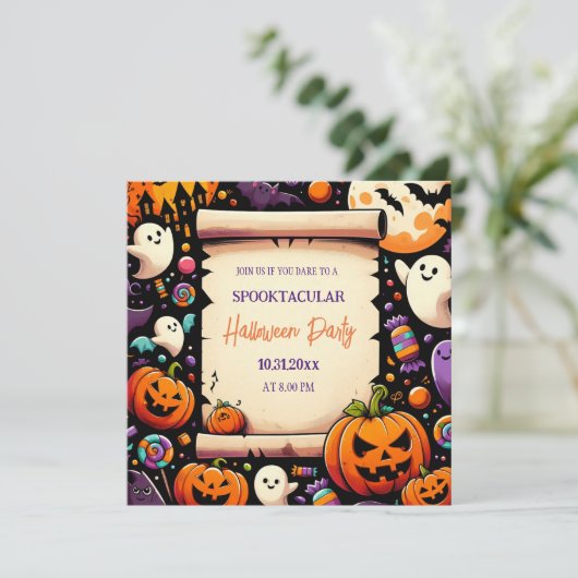 Spooktakuläres Halloween-Party Einladung (Stehend Vorderseite)