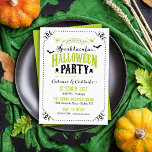 Spooktakuläres Halloween-Party Einladung<br><div class="desc">Modernes, Vintages Halloween-Kostümdesign mit rustikaler Typografie und niedlich gepunkteter Party Einladung mit Vintagen Details zur Scrollecke. Niedliche Fledermäuse und Schädelgrafiken runden das Design ab. Fügen Sie Ihre Party-Daten hinzu, um eine benutzerdefinierte Einladung zu erstellen. Klicken Sie auf die Schaltfläche IT CUSTOMIZE, um Schriftart anzupassen, Text zu verschieben und Ihr eigenes,...</div>