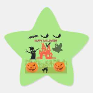 Spooktastisches Halloween-Mening Tree Eerie Pumpki Stern-Aufkleber