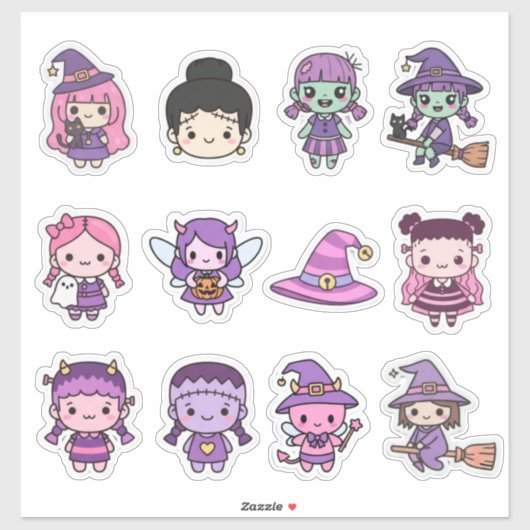 Spooktaturar! Kawaii Halloween Chibi Sticker Colle (Blatt)