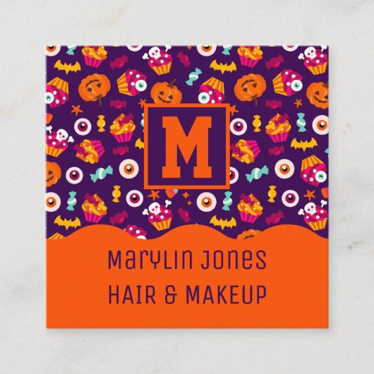 SPOOKTRICK ODER TREAT HALLOWEEN KANDY QUADRATISCHE VISITENKARTE (Vorderseite)