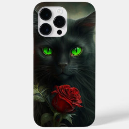 SPOOKWASSERFARBE SCHWARZE KATZE MIT SINGLE-ROTE RO Case-Mate iPhone 14 PRO MAX HÜLLE