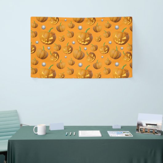 Spooky 3D Jack O'Lantern & Pumpkin Pattern Banner (Messeveranstaltung)