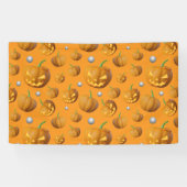 Spooky 3D Jack O'Lantern & Pumpkin Pattern Banner (Horizontal)