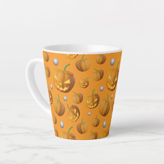 Spooky 3D Jack O'Lantern & Pumpkin Pattern Milchtasse (Linke Ecke)