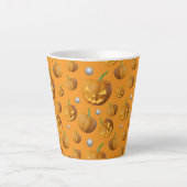 Spooky 3D Jack O'Lantern & Pumpkin Pattern Milchtasse (Vorderseite)