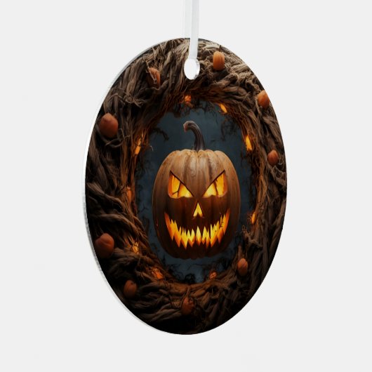 Spooky 3D Pumpkin Wreath Halloween Ornament (Vorderseite Rechts)