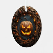 Spooky 3D Pumpkin Wreath Halloween Ornament Aus Metall (Vorderseite links)