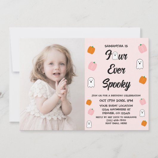 Spooky 4. Geburtstag Einladung (Vorderseite)