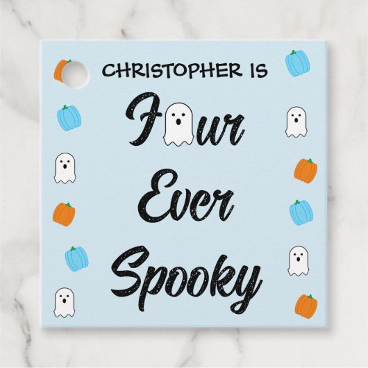 Spooky 4. Geburtstag Geschenkanhänger (Vorderseite)