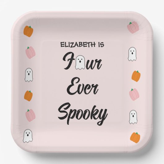 Spooky 4. Geburtstag Pappteller (Vorderseite)