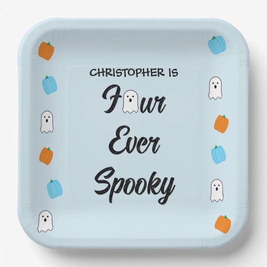 Spooky 4. Geburtstag Pappteller (Vorderseite)