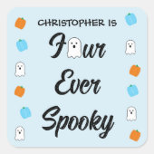 Spooky 4. Geburtstag Quadratischer Aufkleber (Vorderseite)