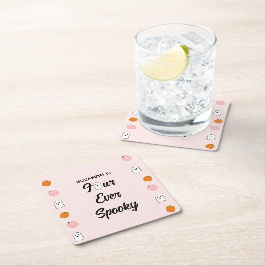 Spooky 4. Geburtstag Rechteckiger Pappuntersetzer (Vor Ort)