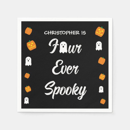 Spooky 4. Geburtstag Serviette (Vorderseite)