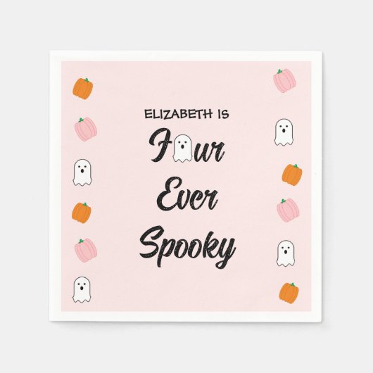 Spooky 4. Geburtstag Serviette (Vorderseite)