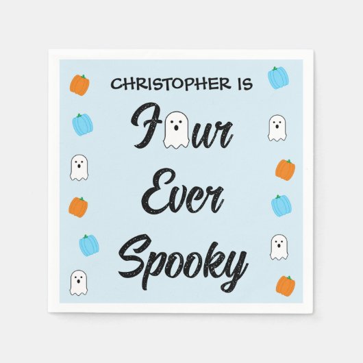 Spooky 4. Geburtstag Serviette (Vorderseite)