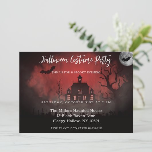 Spooky Abend Spuk House Party Einladung (Stehend Vorderseite)