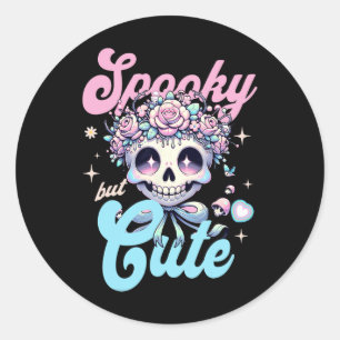 Spooky, aber Niedliche Schädel Blume Halloween Pas Runder Aufkleber