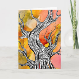 Spooky Abstract Tree Pen Drawing Art Greeting Card Karte