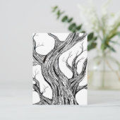 Spooky Abstract Tree Pen Drawing Art Postkarte (Stehend Vorderseite)