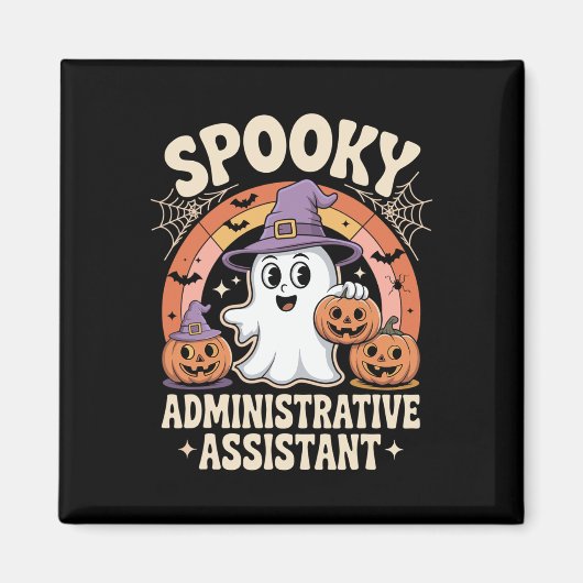 Spooky Administrative Istant Ghost Pumpkin Hallowe Magnet (Vorne)