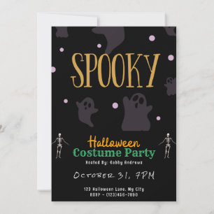 Spooky Adorable Ghosts Black Halloween Einladung