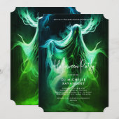 Spooky Adult Halloween-Party Green Ghost Einladung (Vorne/Hinten)