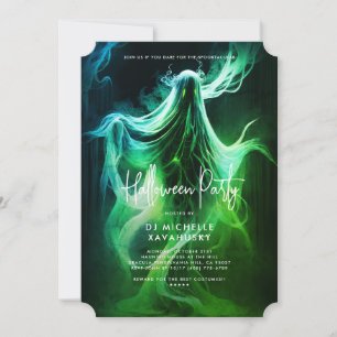 Spooky Adult Halloween-Party Green Ghost Einladung