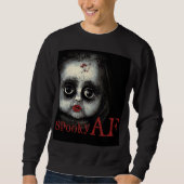 Spooky AF Creepy Goth Doll Face Halloween Sweatshirt (Vorderseite)