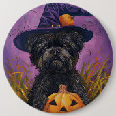Spooky Affenpinscher Halloween Hexe und Pumpkin Button (Vorderseite)