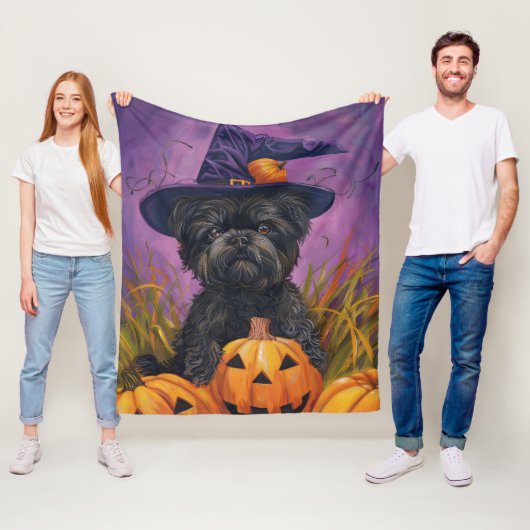 Spooky Affenpinscher Halloween Hexe und Pumpkin Fleecedecke (Beispiel)