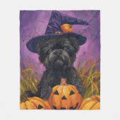 Spooky Affenpinscher Halloween Hexe und Pumpkin Fleecedecke (Vorderseite)