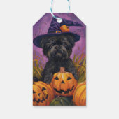 Spooky Affenpinscher Halloween Hexe und Pumpkin Geschenkanhänger (Rückseite)
