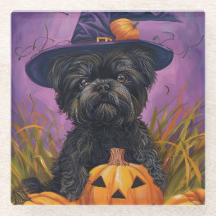Spooky Affenpinscher Halloween Hexe und Pumpkin Glasuntersetzer