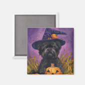 Spooky Affenpinscher Halloween Hexe und Pumpkin Magnet (Vorderseite/Rückseite)