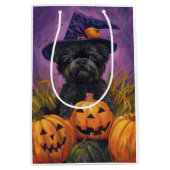 Spooky Affenpinscher Halloween Hexe und Pumpkin Mittlere Geschenktüte (Vorderseite)