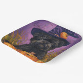 Spooky Affenpinscher Halloween Hexe und Pumpkin Pappteller (Gewinkelt)