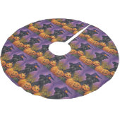 Spooky Affenpinscher Halloween Hexe und Pumpkin Polyester Weihnachtsbaumdecke (Schrägansicht)