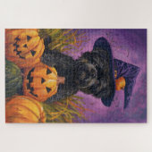 Spooky Affenpinscher Halloween Hexe und Pumpkin Puzzle (Horizontal)