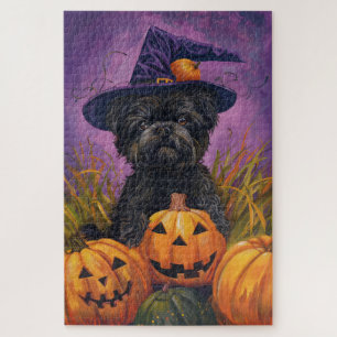 Spooky Affenpinscher Halloween Hexe und Pumpkin Puzzle