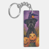 Spooky Affenpinscher Halloween Hexe und Pumpkin Schlüsselanhänger (Vorderseite links)