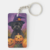 Spooky Affenpinscher Halloween Hexe und Pumpkin Schlüsselanhänger (Rückseite)