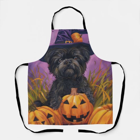 Spooky Affenpinscher Halloween Hexe und Pumpkin Schürze (Vorderseite)